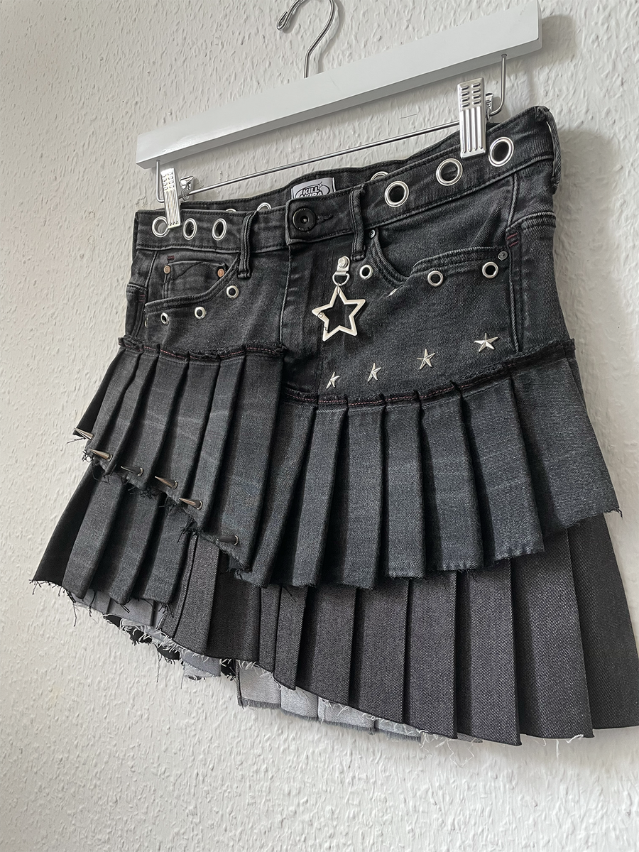 スカート [UpcycleLino]   jumper skirt    black UpcycleLino] jumper skirt black