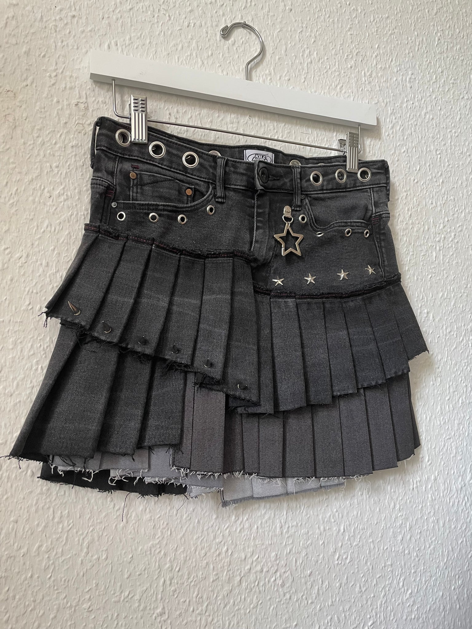 Upcycled Denim Skirt - black