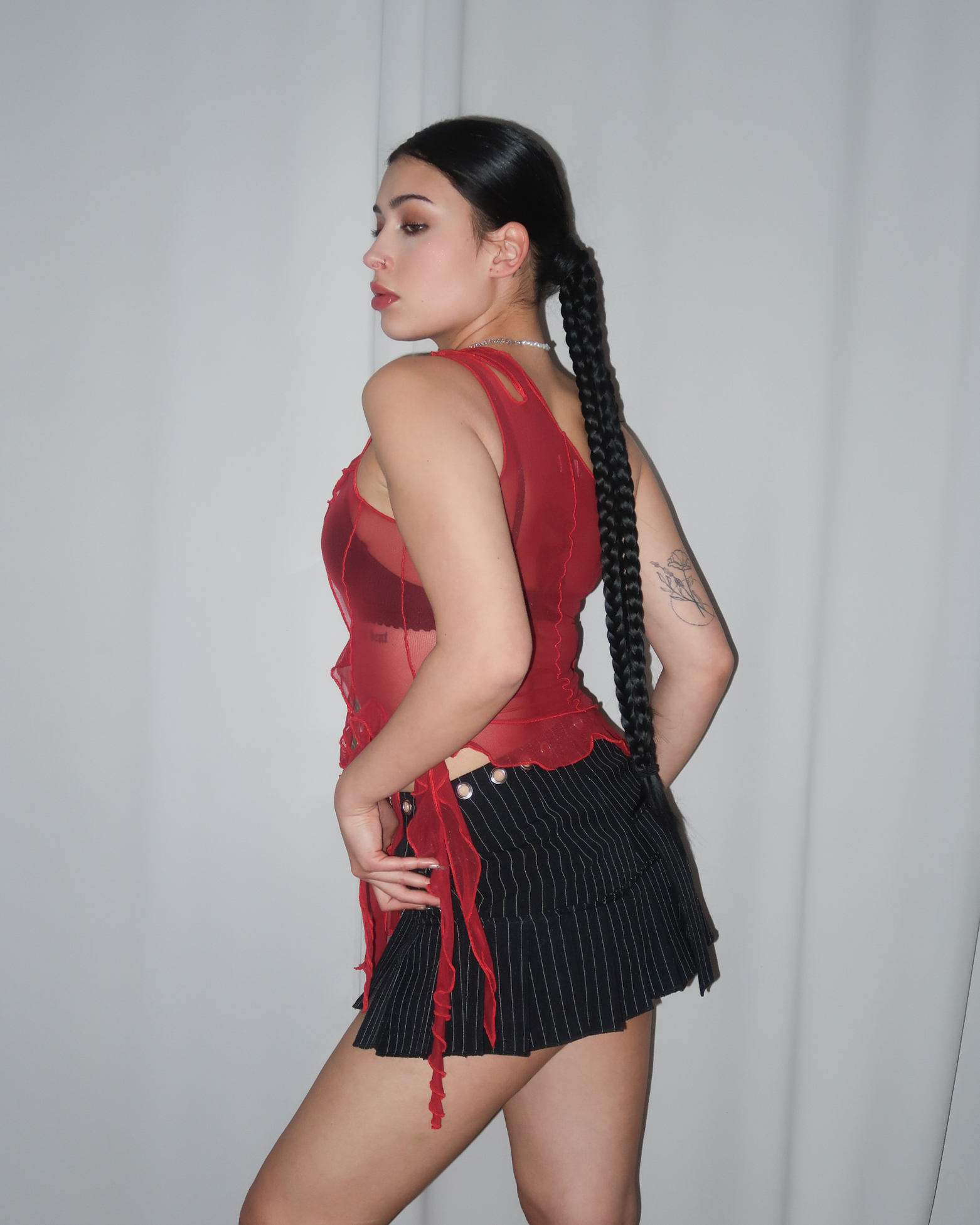 Upcycled Pin Stripes Skirt