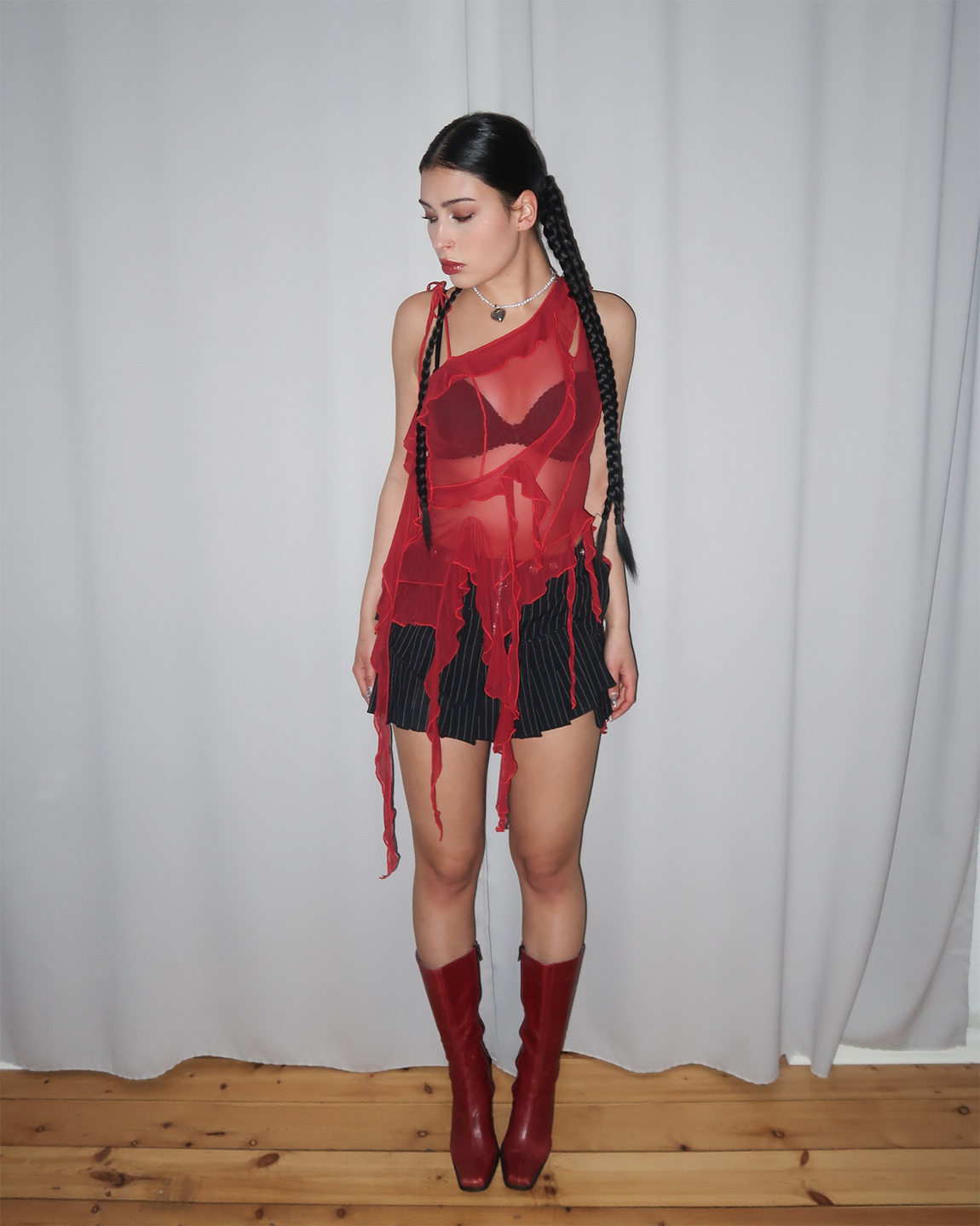 Upcycled Pin Stripes Skirt