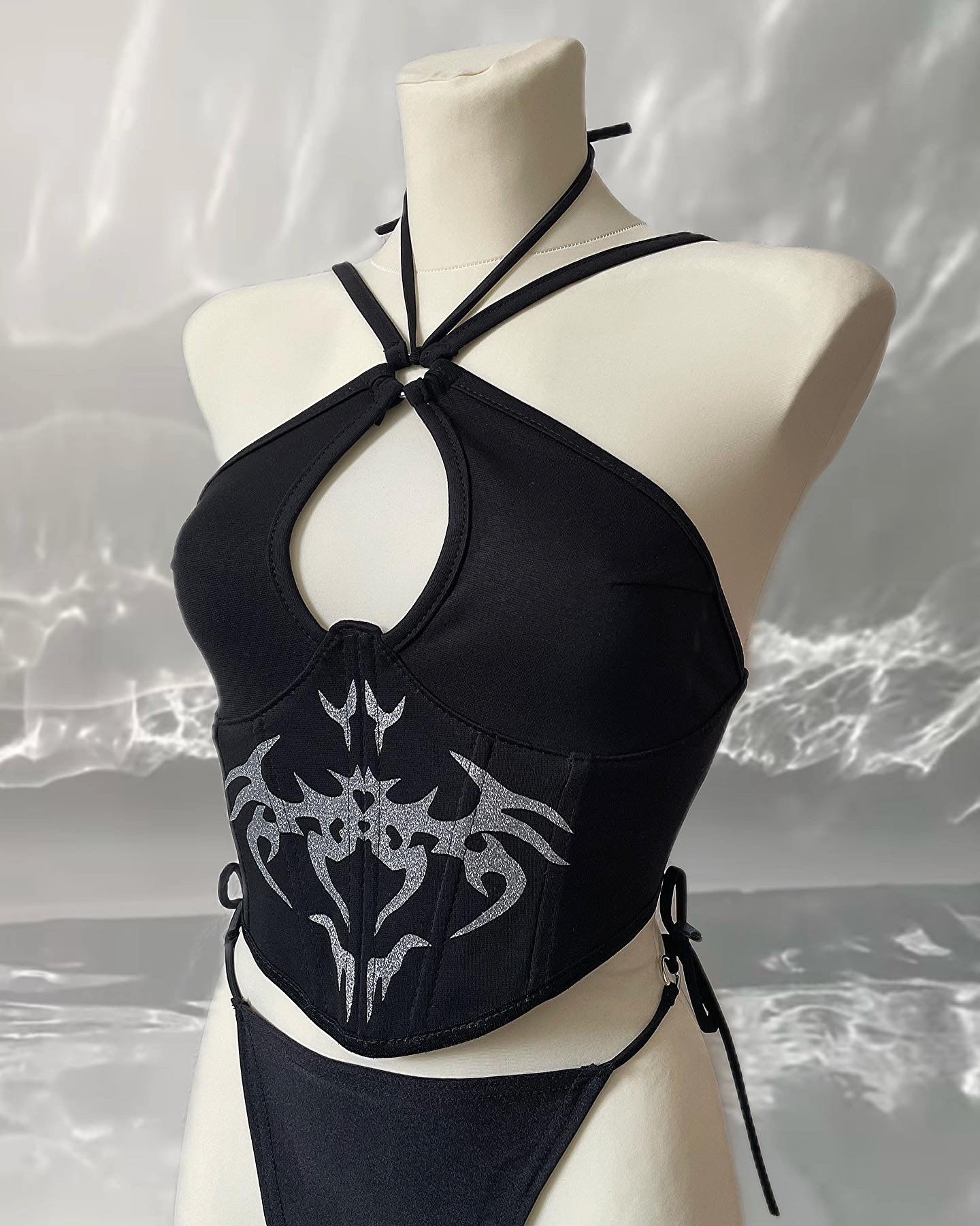 AESPA BLACK Corset Top – KILL AKIRA